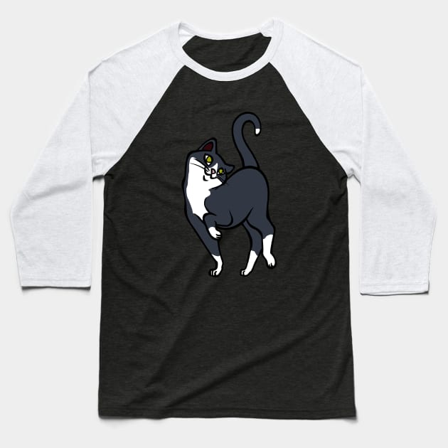 Begging for pettings--Tuxedo Cat Style Baseball T-Shirt by RJKpoyp